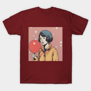 Handsome Asian Woman with Balloon T-Shirt